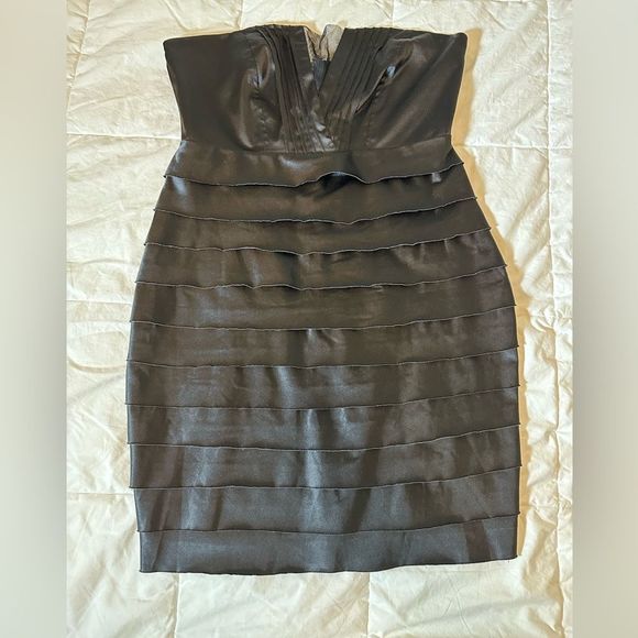 Vintage Women's dress mini Y2K strapless ruffle dress satin mesh xxi size medium - Picture 1 of 12